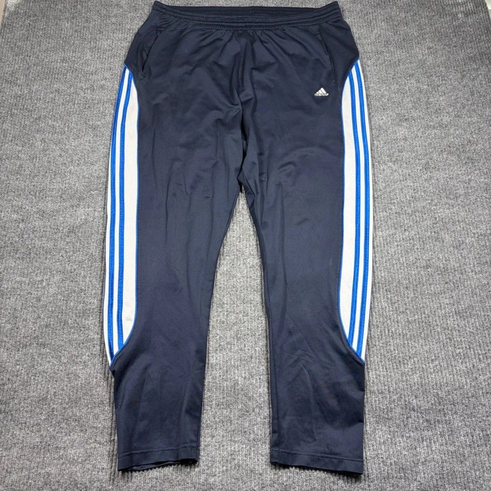 Adidas Sweatpants Men's XL Navy Side Stripe Athletic Track Performance AZ8001